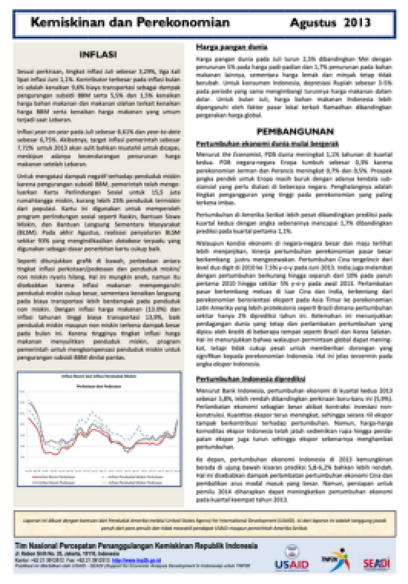 Kemiskinan dan Perekonomian Agustus 2013