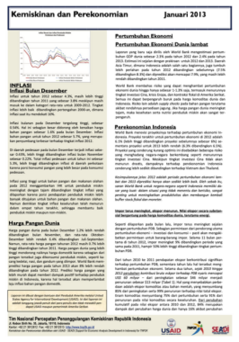 Kemiskinan dan Perekonomian Januari 2013