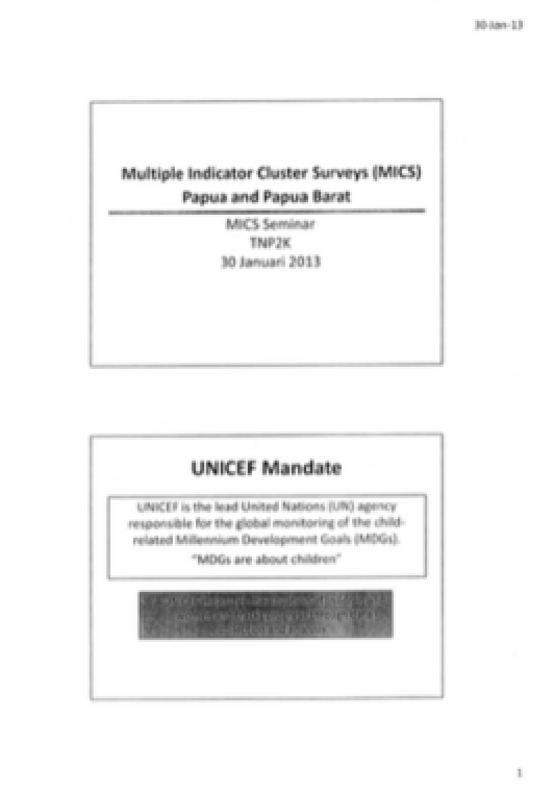 Multiple Indicator Cluster Surveys (MICS) Papua and Papua Barat